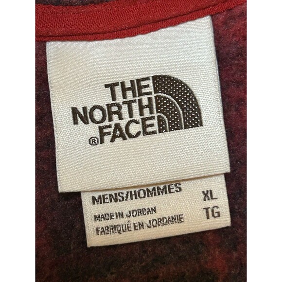 The North Face 1/2 Zip Fleece Pullover Red Black Grid Plaid Gorpcore XL - Picture 2 of 8